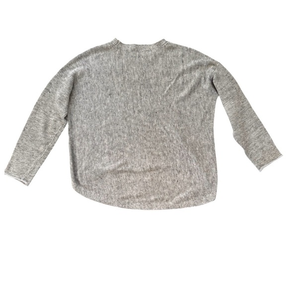 Eileen Fisher Long-sleeve High Low Linen-Blend Melange Sweater In Moon, Size XS - Picture 9 of 13